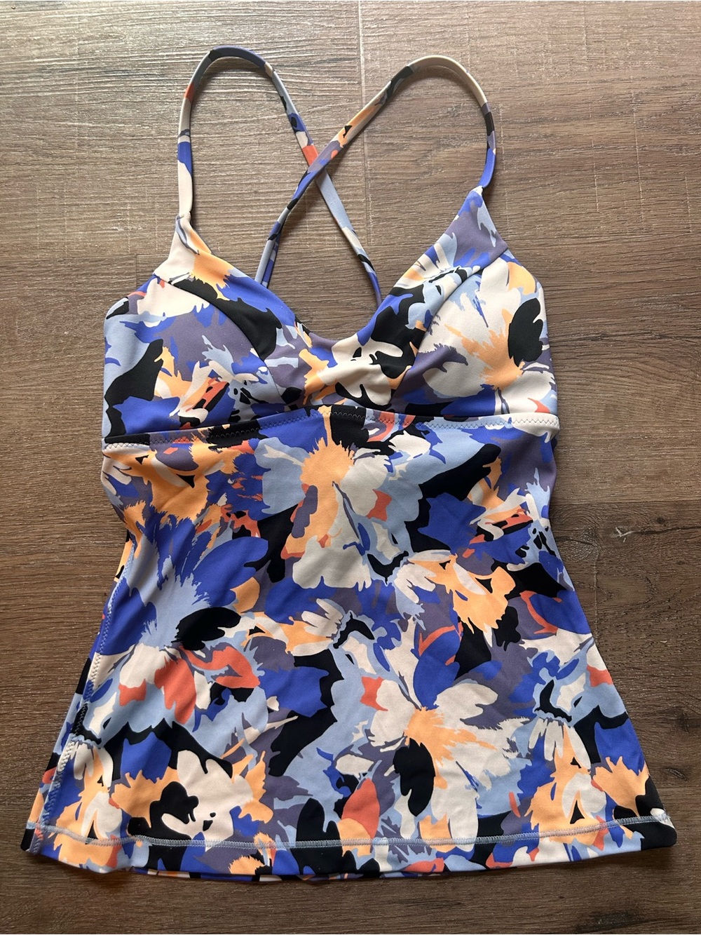 Athleta Tankini Swim Top Womens XS Multicolor Floral Triangle Plunge